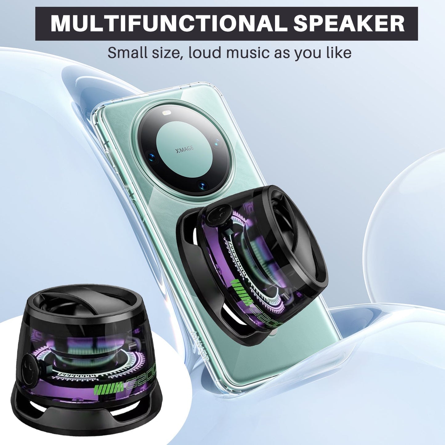 G200 Mini Bluetooth Speaker with RGB Lights & Phone Holder - The Little Market Shop