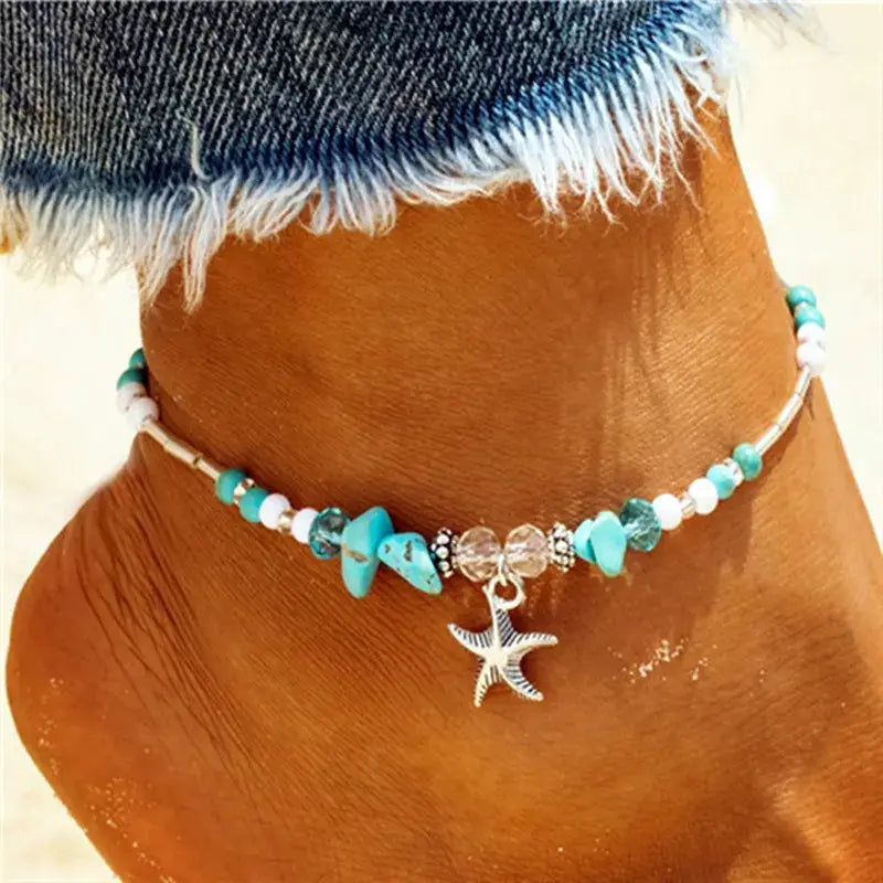 Enhance Your Beach Look with Handmade Shell Beads Starfish Anklets - Perfect Boho Jewellery for Summer Vibes! - The Little Market Shop