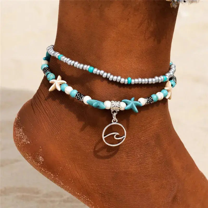 Enhance Your Beach Look with Handmade Shell Beads Starfish Anklets - Perfect Boho Jewellery for Summer Vibes! - The Little Market Shop