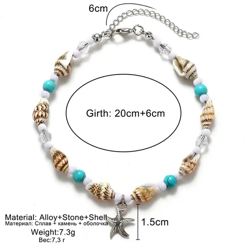Enhance Your Beach Look with Handmade Shell Beads Starfish Anklets - Perfect Boho Jewellery for Summer Vibes! - The Little Market Shop