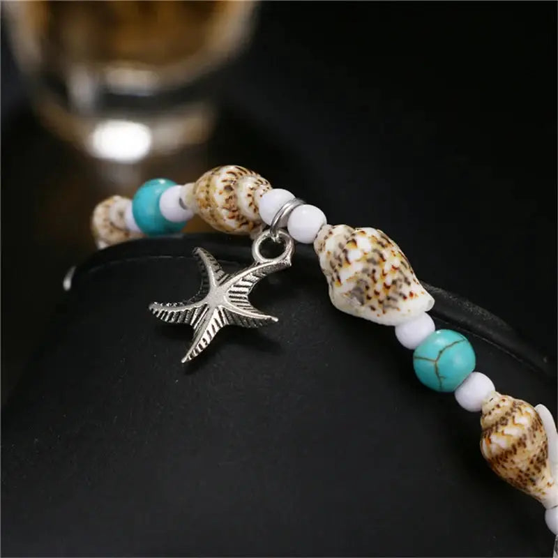 Enhance Your Beach Look with Handmade Shell Beads Starfish Anklets - Perfect Boho Jewellery for Summer Vibes! - The Little Market Shop