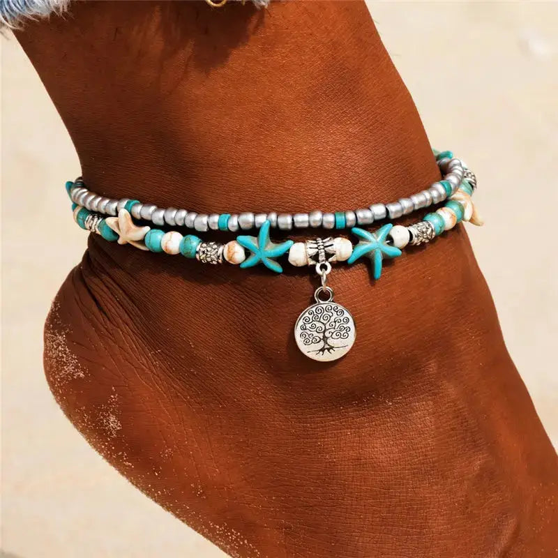 Enhance Your Beach Look with Handmade Shell Beads Starfish Anklets - Perfect Boho Jewellery for Summer Vibes! - The Little Market Shop