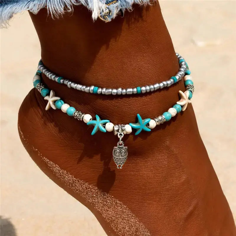 Enhance Your Beach Look with Handmade Shell Beads Starfish Anklets - Perfect Boho Jewellery for Summer Vibes! - The Little Market Shop