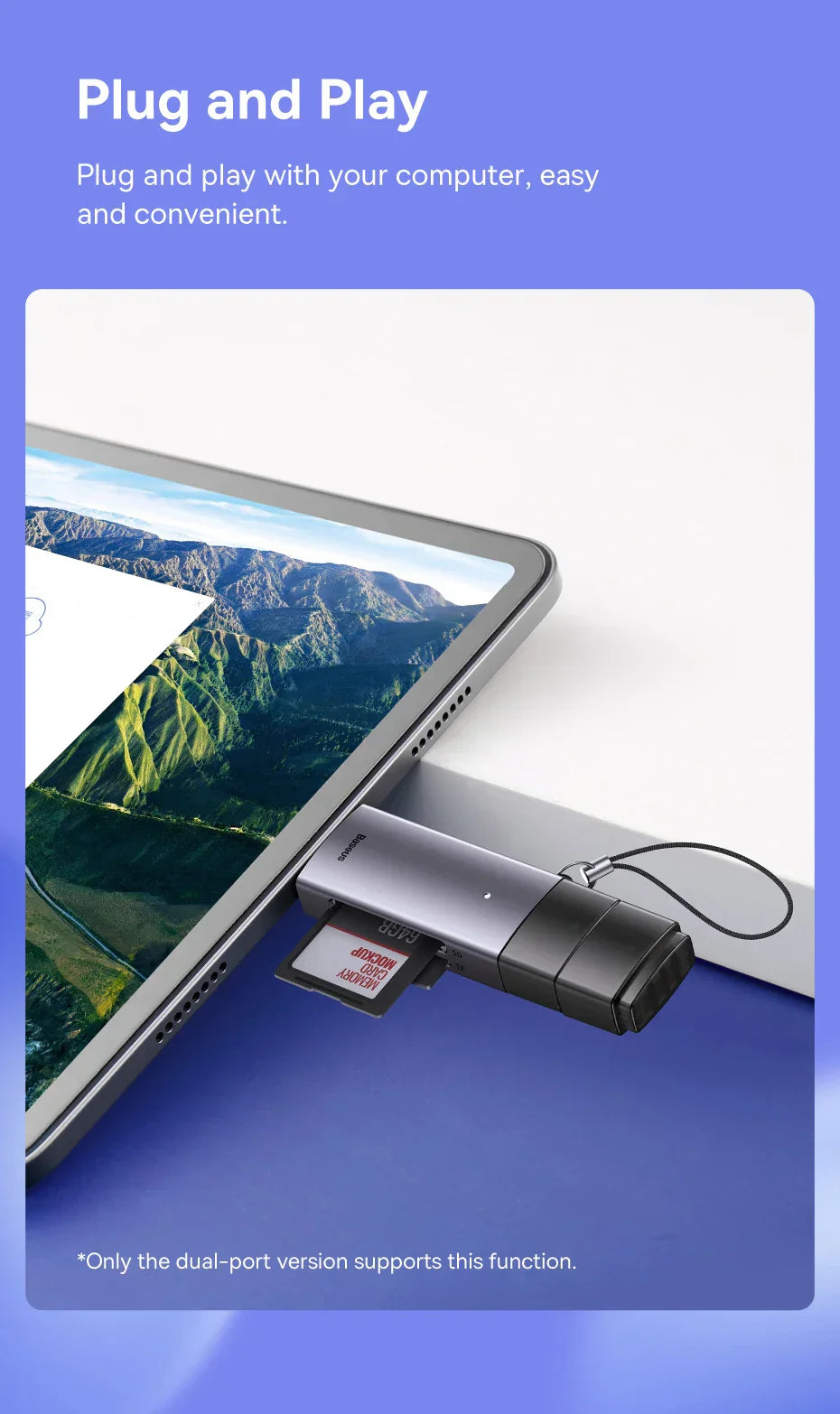 High-Speed Baseus USB-C/USB 3.0 Card Reader, 2TB SD/Micro SD Ready. - The Little Market Shop