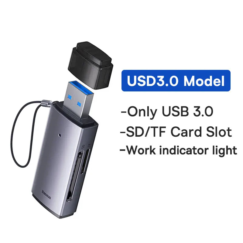 High-Speed Baseus USB-C/USB 3.0 Card Reader, 2TB SD/Micro SD Ready. - The Little Market Shop