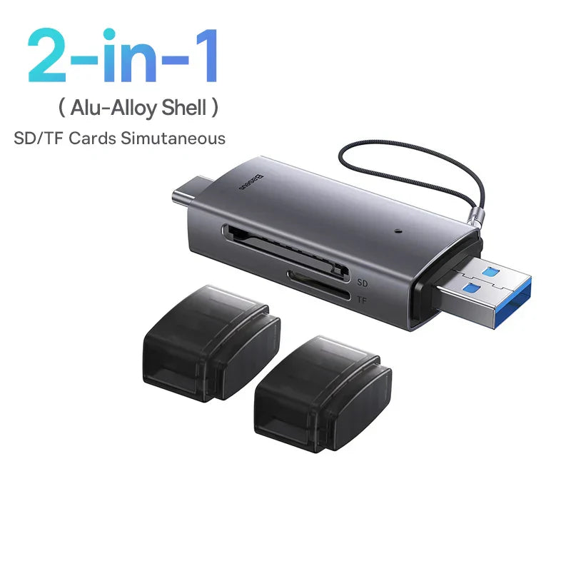 High-Speed Baseus USB-C/USB 3.0 Card Reader, 2TB SD/Micro SD Ready. - The Little Market Shop