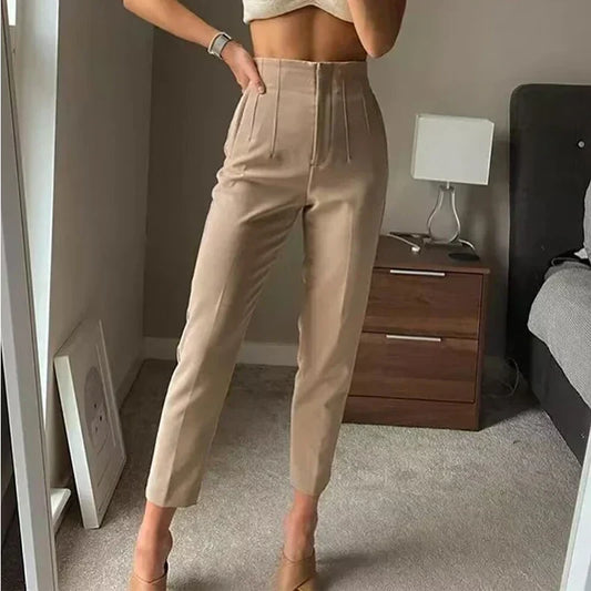 High Waist Formal Office Pants for Women - Slim Fit Pencil Trousers - The Little Market Shop