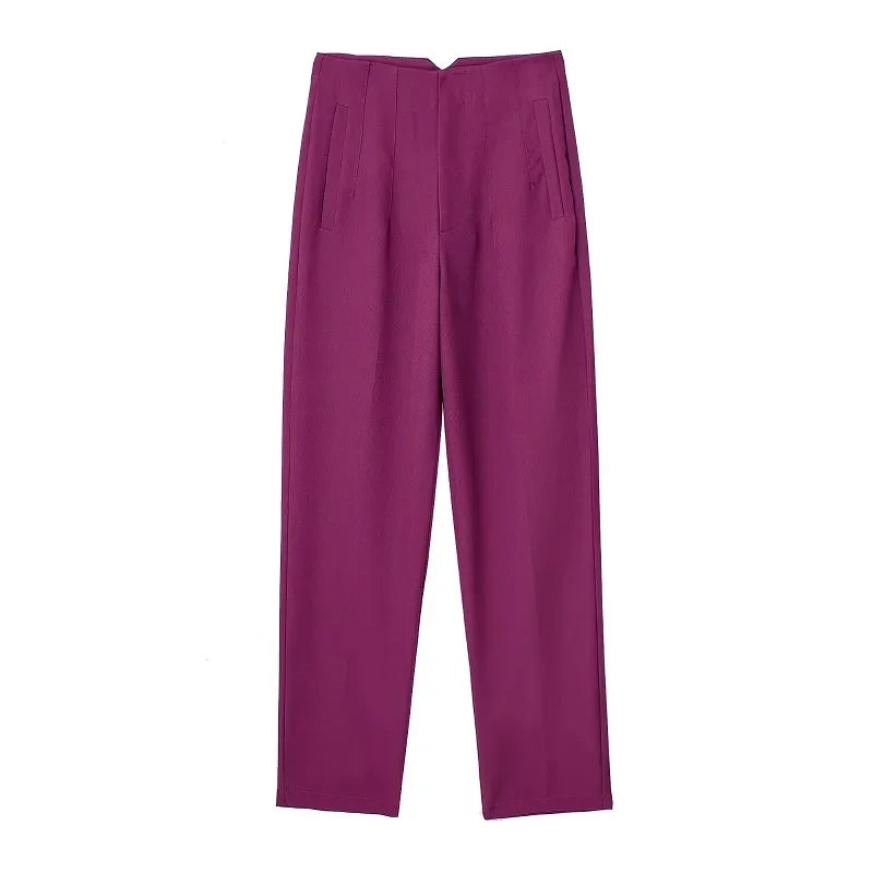 High Waist Formal Office Pants for Women - Slim Fit Pencil Trousers - The Little Market Shop