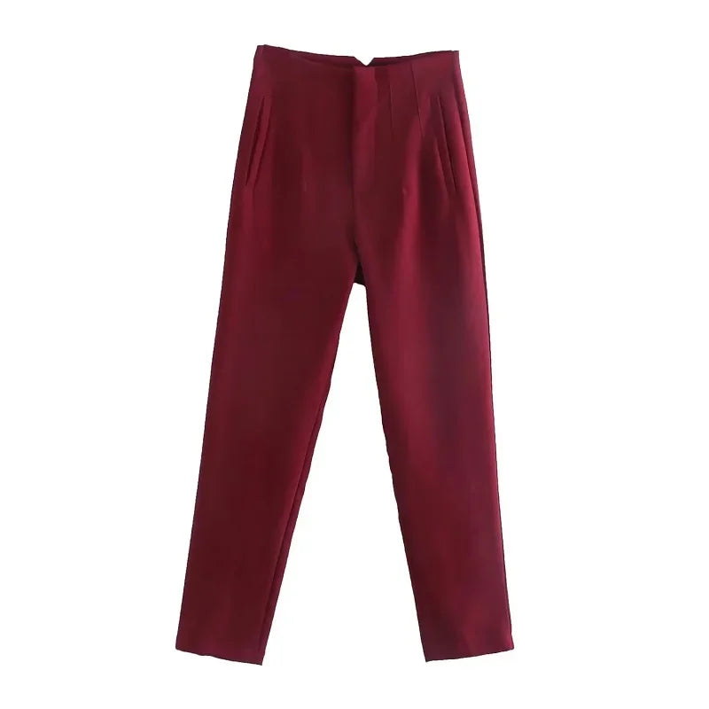 High Waist Formal Office Pants for Women - Slim Fit Pencil Trousers - The Little Market Shop