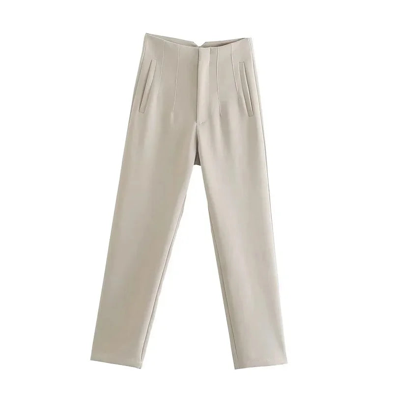High Waist Formal Office Pants for Women - Slim Fit Pencil Trousers - The Little Market Shop