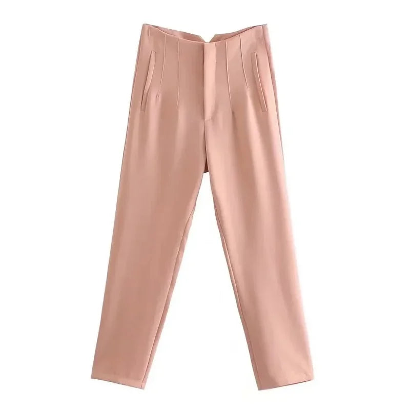High Waist Formal Office Pants for Women - Slim Fit Pencil Trousers - The Little Market Shop