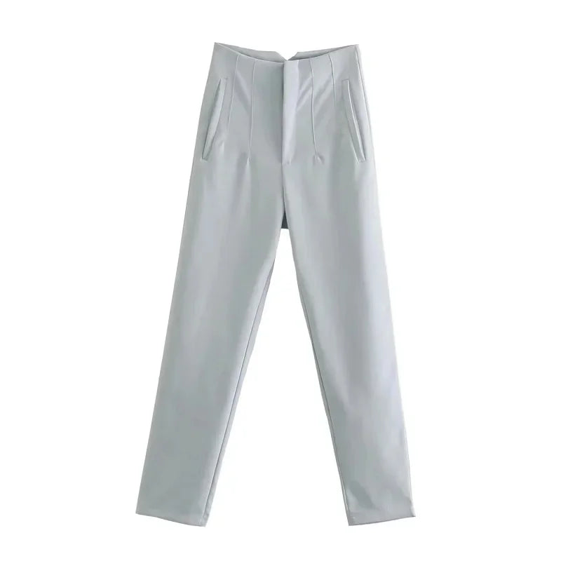 High Waist Formal Office Pants for Women - Slim Fit Pencil Trousers - The Little Market Shop