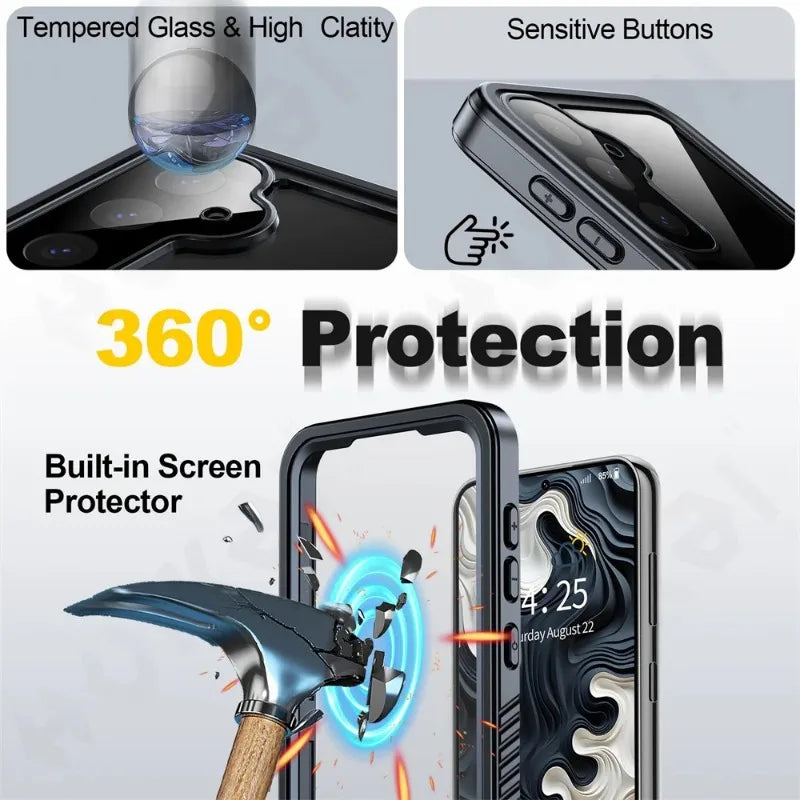 IP68 Waterproof Shockproof Case for Samsung Galaxy S25–A54 5G - The Little Market Shop