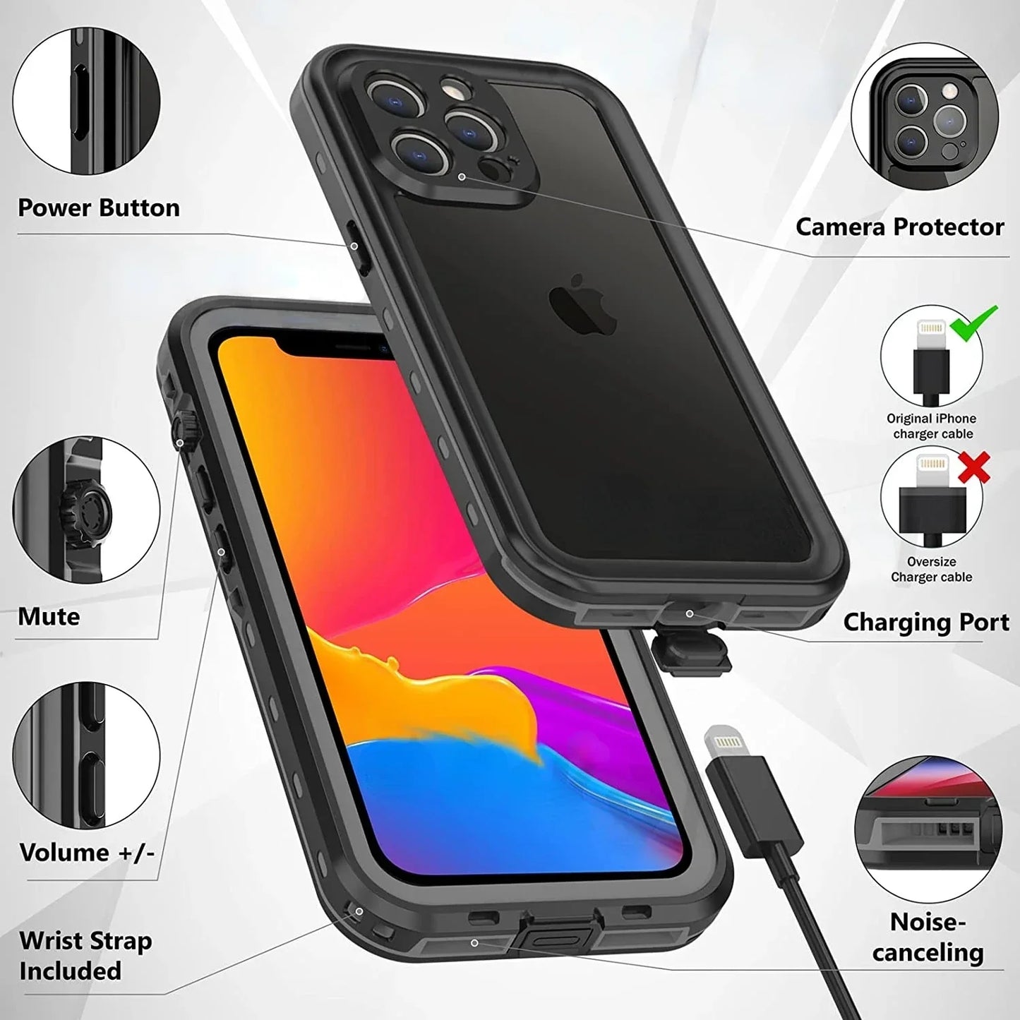 IP68 Waterproof iPhone Case – Heavy Duty Shockproof Full Protection - The Little Market Shop