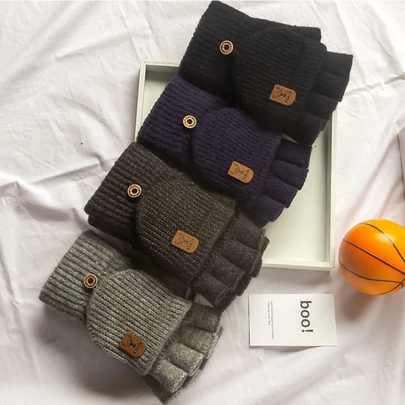 fingerless touchscreen winter gloves Warm Half Finger Unisex - The Little Market Shop