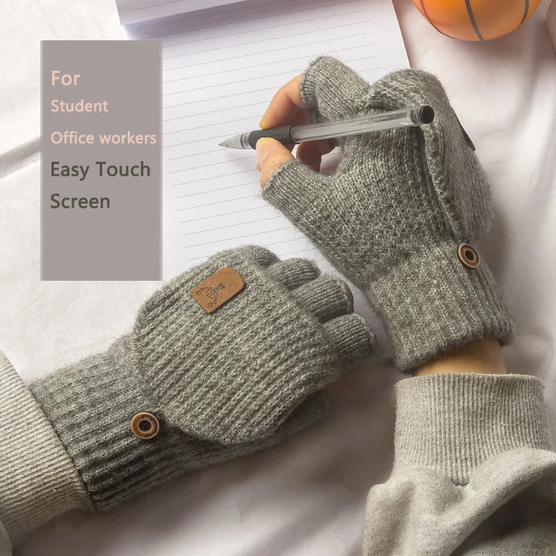 fingerless touchscreen winter gloves Warm Half Finger Unisex - The Little Market Shop