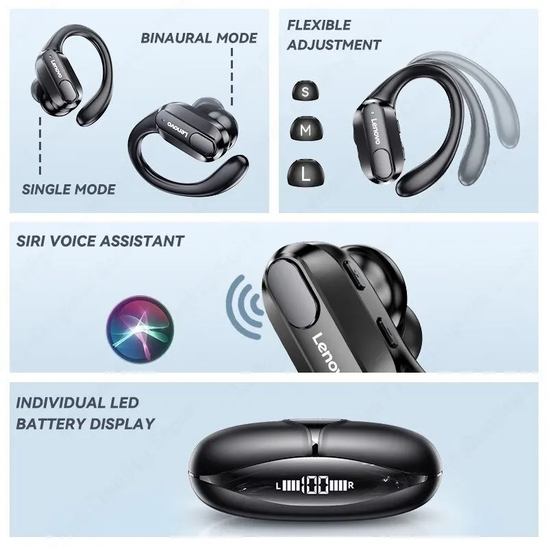 Lenovo XT80 Sports Wireless Headphones – HiFi Sound, LED Display, Mic - The Little Market Shop
