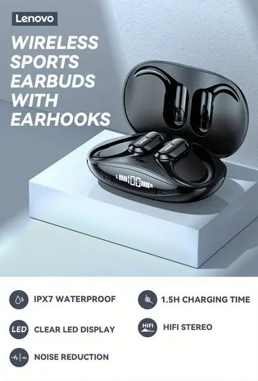 Lenovo XT80 Sports Wireless Headphones – HiFi Sound, LED Display, Mic - The Little Market Shop