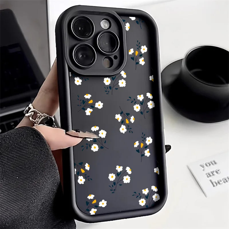 Liquid Silicone Floral iPhone Case - Shockproof Cover for All Models - The Little Market Shop