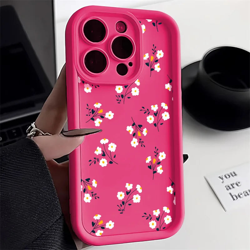Liquid Silicone Floral iPhone Case - Shockproof Cover for All Models - The Little Market Shop