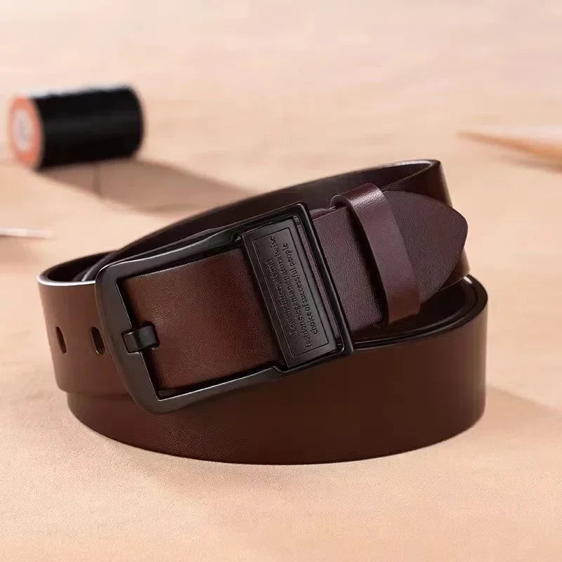 Luxury Genuine Leather Men's Belt – Stylish Cowhide Strap with Metal Pin Buckle for Business & Casual Wear - The Little Market Shop