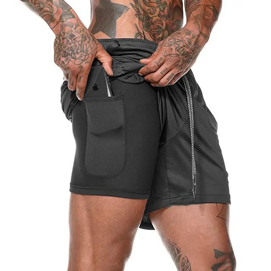 Men’s 2-in-1 Sport Shorts – Quick-Dry, Breathable, Gym & Running - The Little Market Shop