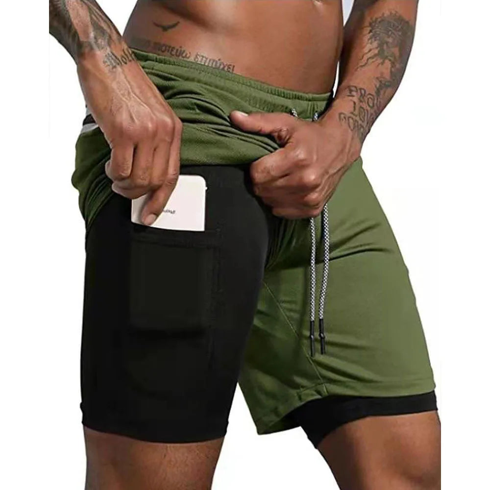 Men’s 2-in-1 Sport Shorts – Quick-Dry, Breathable, Gym & Running - The Little Market Shop