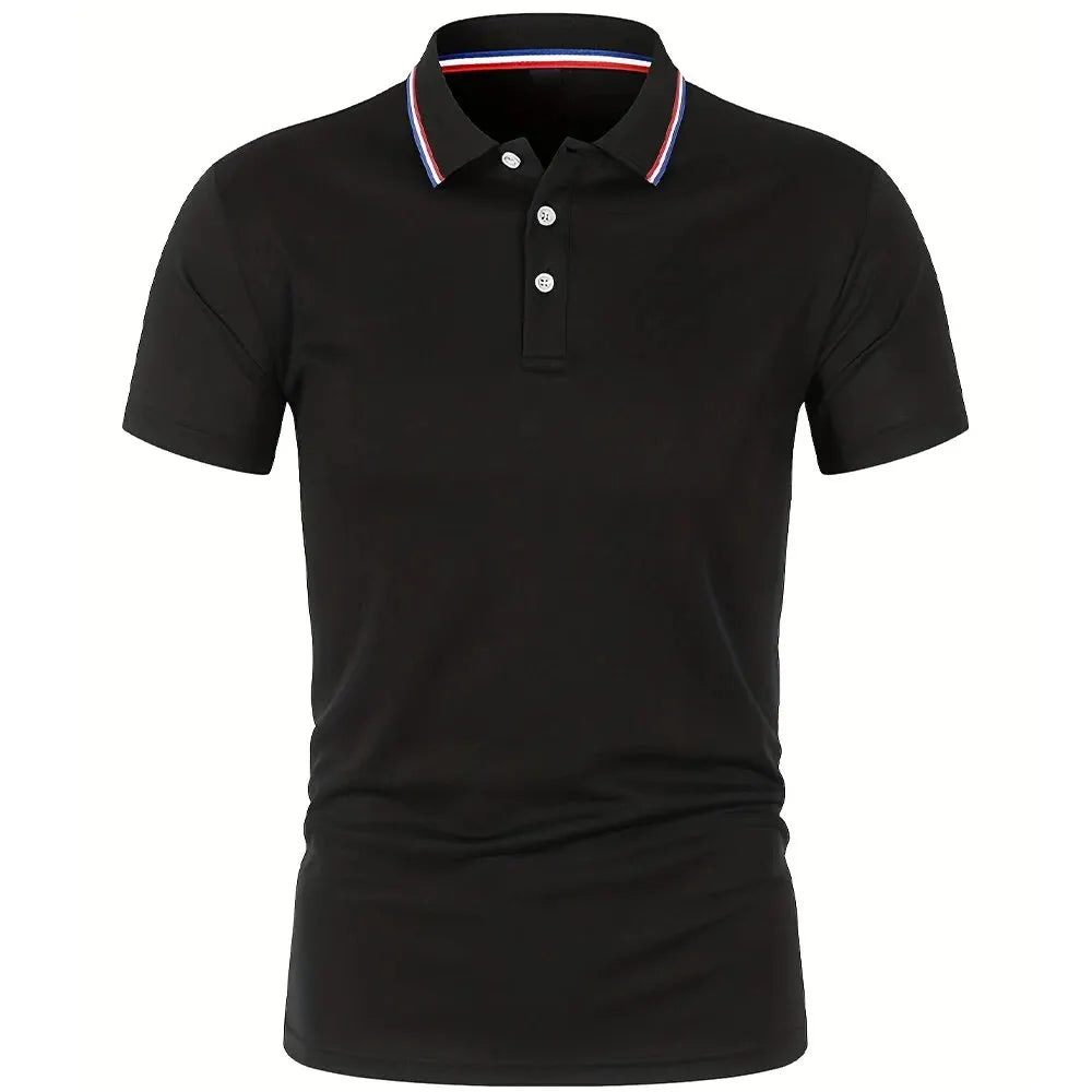 Men's Breathable Polo Shirt Solid Color Short Sleeve T-Shirt - The Little Market Shop