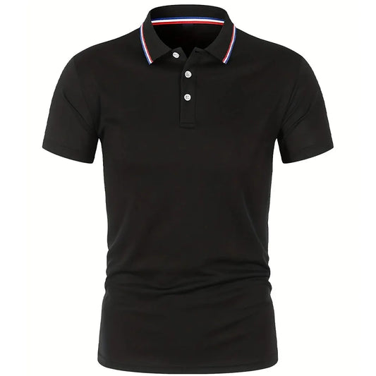 Men's Breathable Polo Shirt Solid Color Short Sleeve T-Shirt - The Little Market Shop