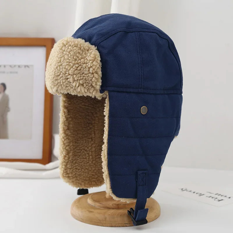 Men’s Denim Aviator Winter Hat – Warm Ear Protection Motorcycle Cap - The Little Market Shop