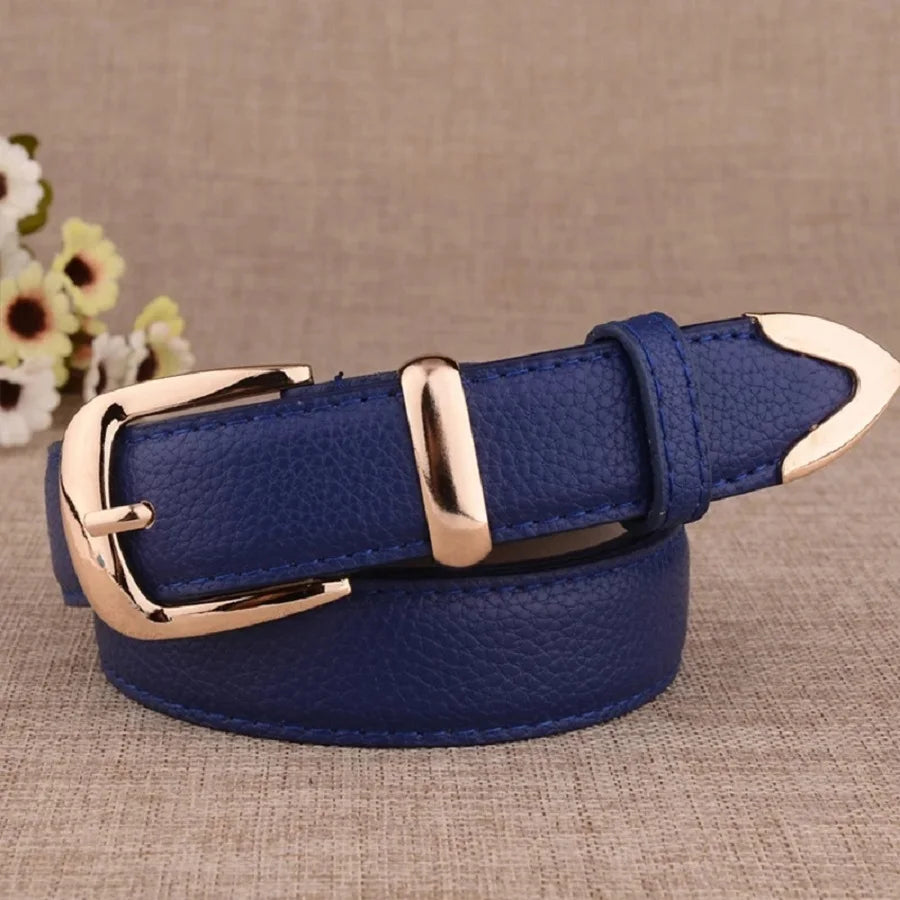 Women’s High-Quality Leather Trouser Belt – Trendy White Belt with Vintage Pin Buckle for Elegant Style - The Little Market Shop