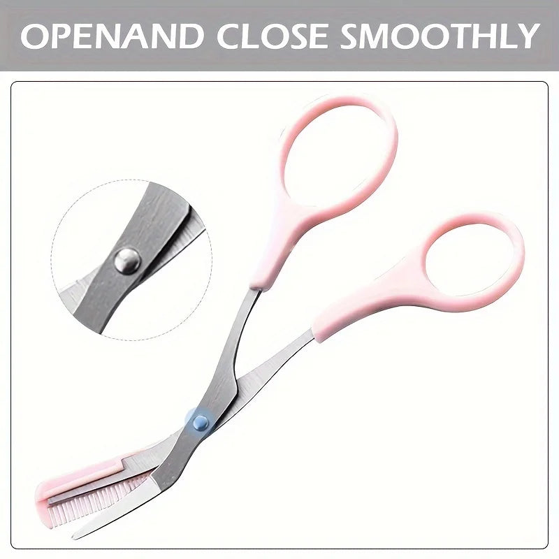 Pink Eyebrow Trimmer Scissors with Comb – Precision Brow Grooming - The Little Market Shop