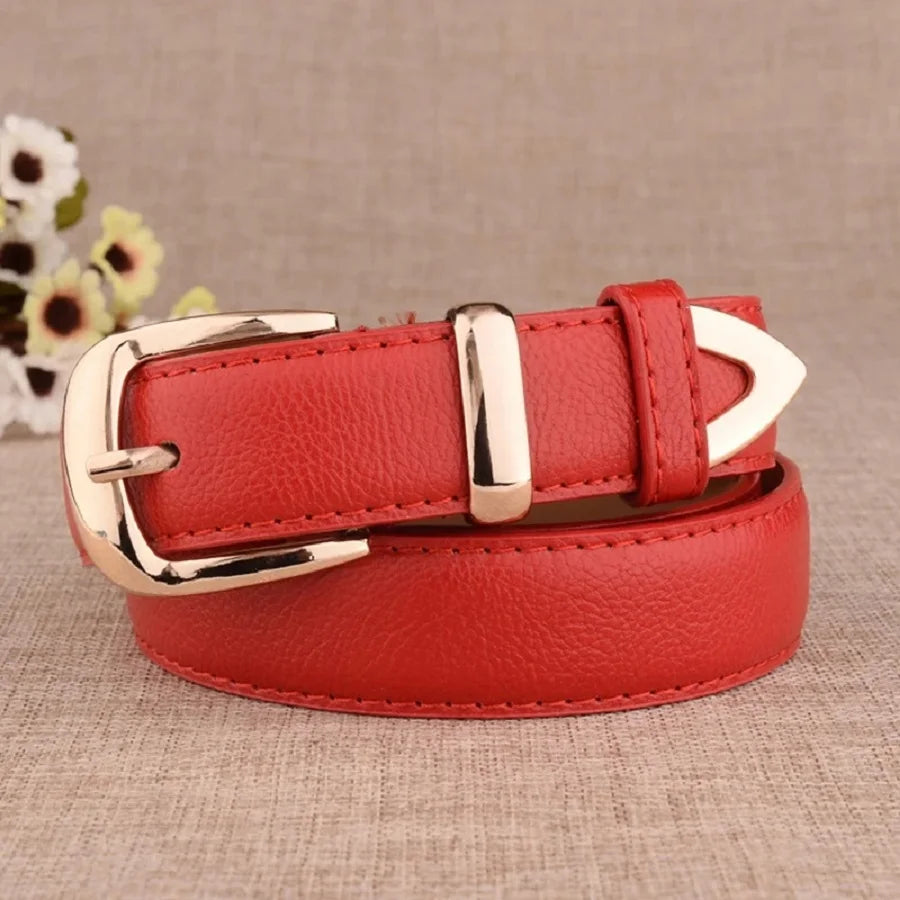 Women’s High-Quality Leather Trouser Belt – Trendy White Belt with Vintage Pin Buckle for Elegant Style - The Little Market Shop
