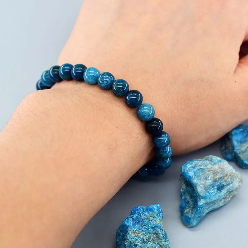 Reiki-Infused Blue Apatite Beads Bracelets - Stimulate Circulation and Boost Health Naturally - The Little Market Shop