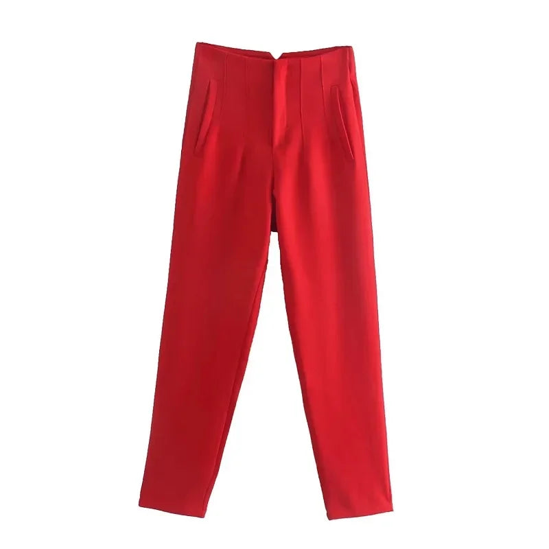 High Waist Formal Office Pants for Women - Slim Fit Pencil Trousers - The Little Market Shop