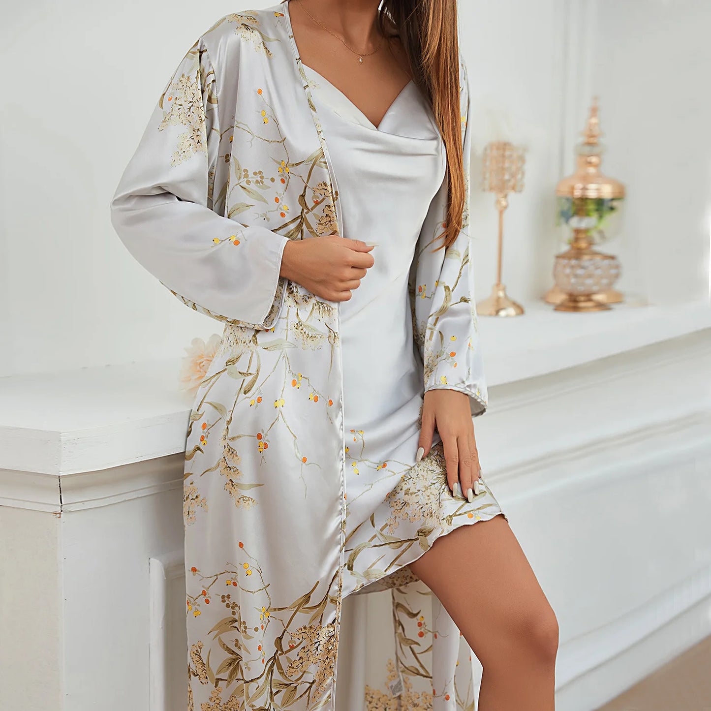 Elegant Women's Pajama Dress Set - The Ultimate Loungewear Ensemble - The Little Market Shop