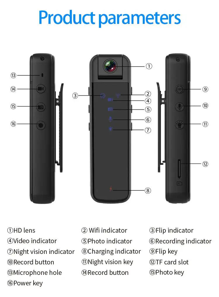Ultimate Surveillance with Our 1080P Night Vision Mini WiFi Camera – Your Portable Law Enforcement Recorder for Outdoor Adventures! - The Little Market Shop