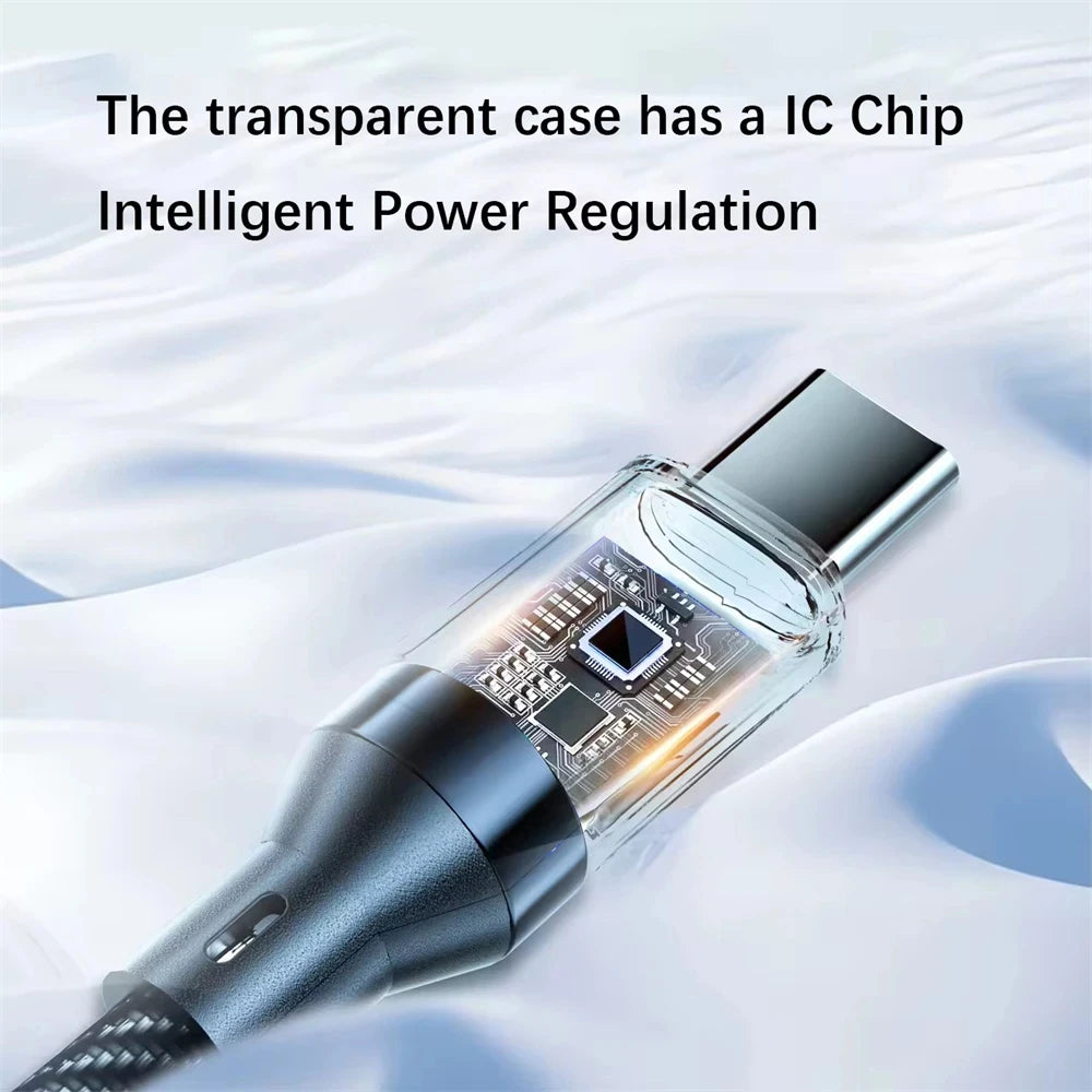 120W USB-C Fast Charging Cable with LED Power Display – 6A Braided