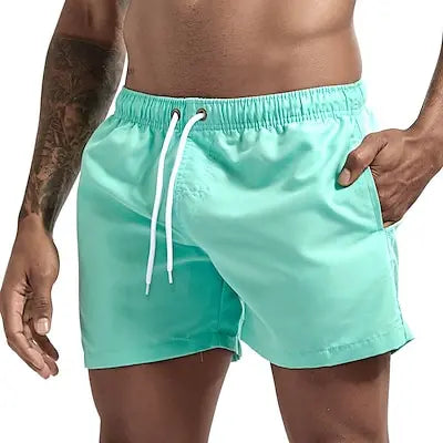 Quick-Dry Men's Swim Trunks with Drawstring Waist and Pockets - The Little Market Shop