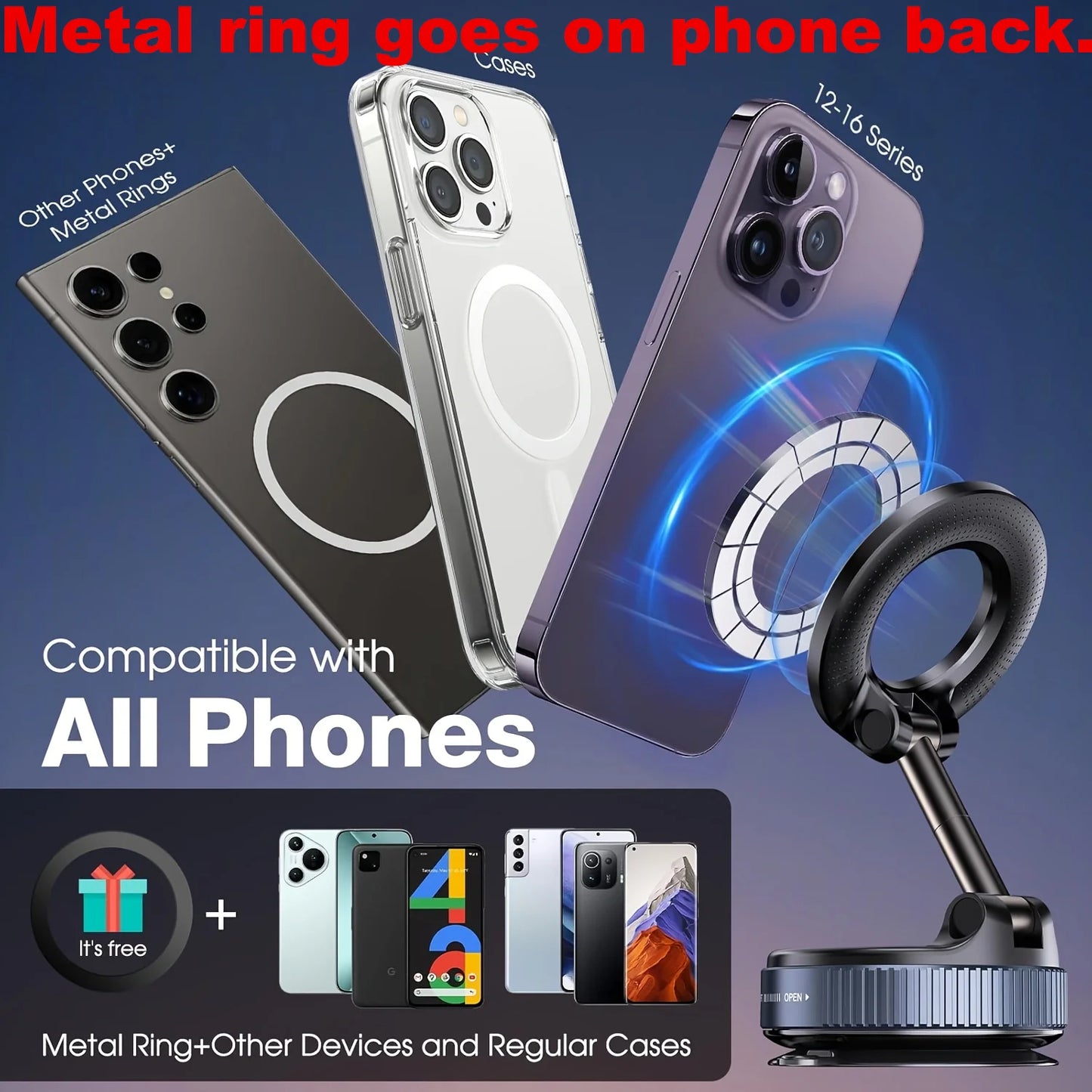 Magnetic Foldable Phone Stand & Car Mount – Compact MagSafe Grip Anywhere