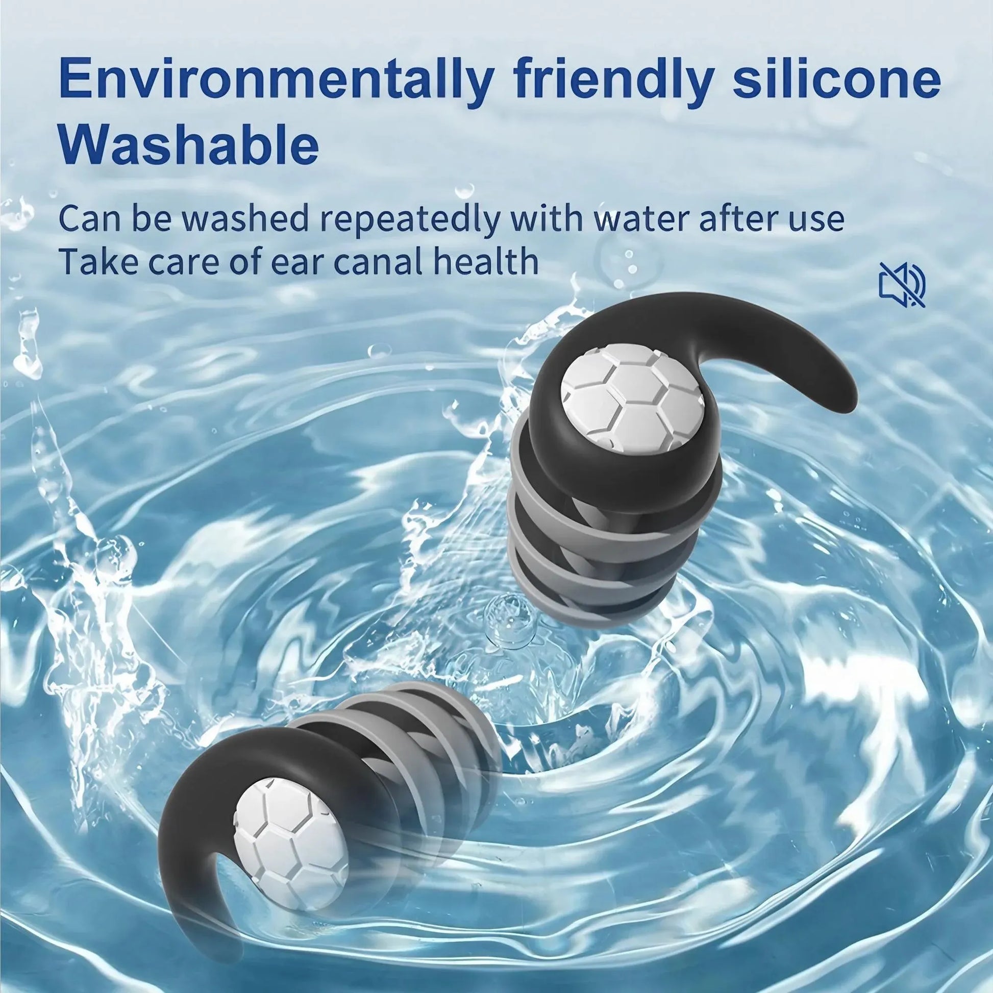 Soft Silicone Noise-Canceling Earplugs - Waterproof, Comfortable Fit for Sleep & Swimming - The Little Market Shop