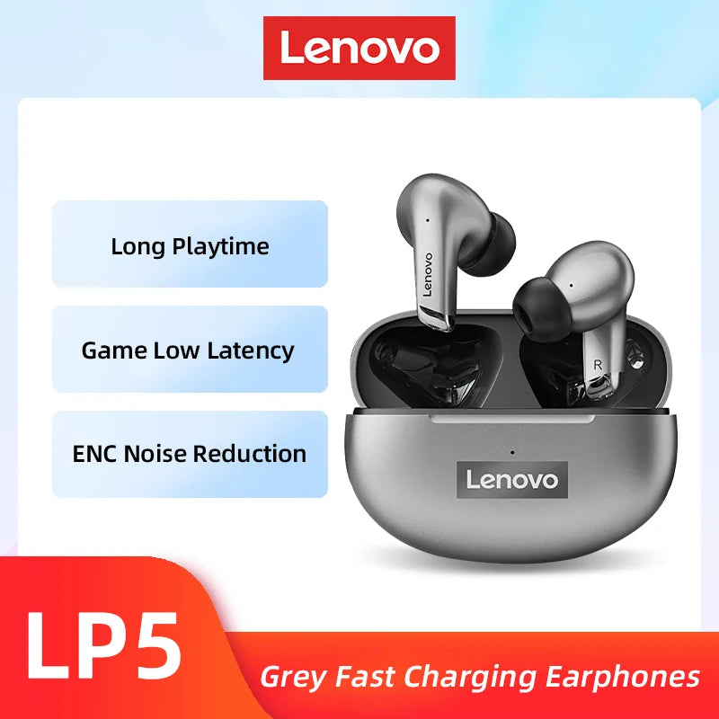 Lenovo LP5 Wireless Bluetooth Earbuds - HiFi Sound, Waterproof Sports Headphones with Mic - The Little Market Shop