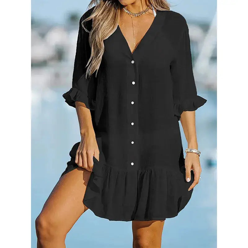 Style with Our Ruffled Cover-Up Dress – A Must-Have Women's Beach Cover-Up! - The Little Market Shop