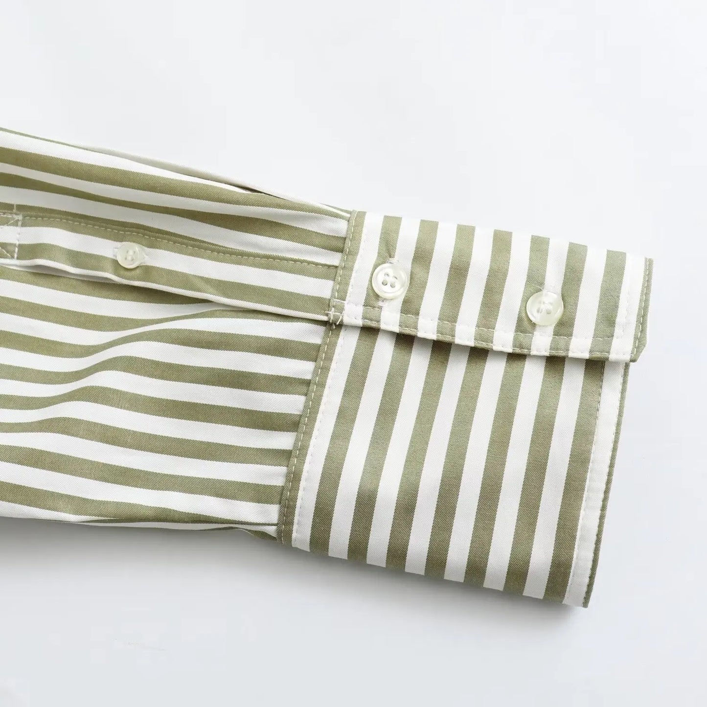 Loose Green Stripe Print Blouse – Single Breasted Casual Shirt Top - The Little Market Shop