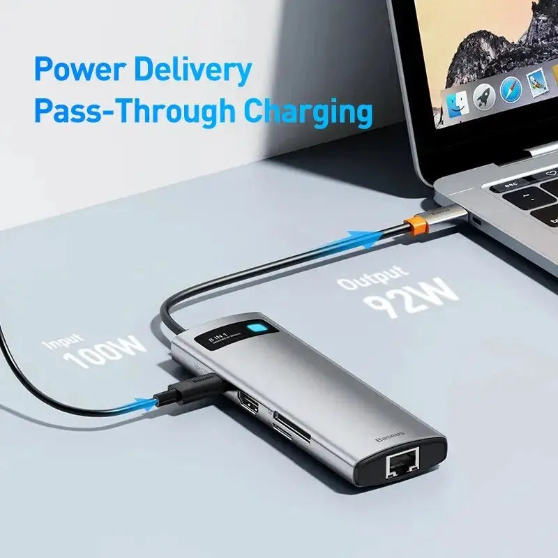 4K 60Hz USB C Hub with Ethernet Port & PD 100W Adapter for Macbook Pro USB 3.0 Hub Laptop Tablet - The Little Market Shop