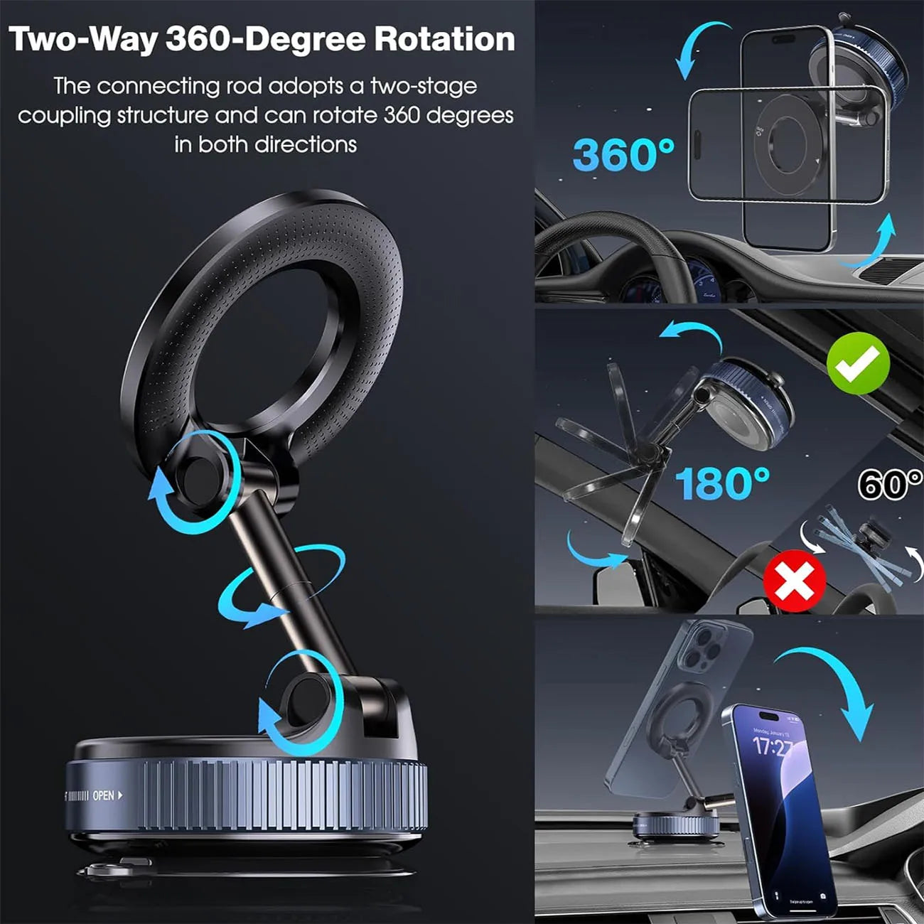 Magnetic Foldable Phone Stand & Car Mount – Compact MagSafe Grip Anywhere