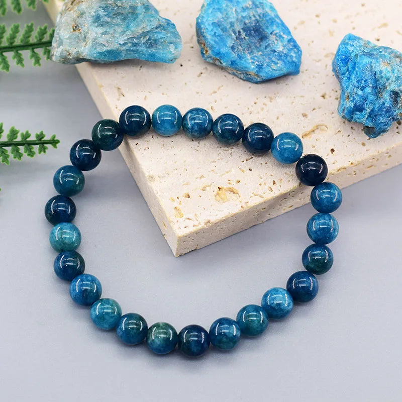 Reiki-Infused Blue Apatite Beads Bracelets - Stimulate Circulation and Boost Health Naturally - The Little Market Shop