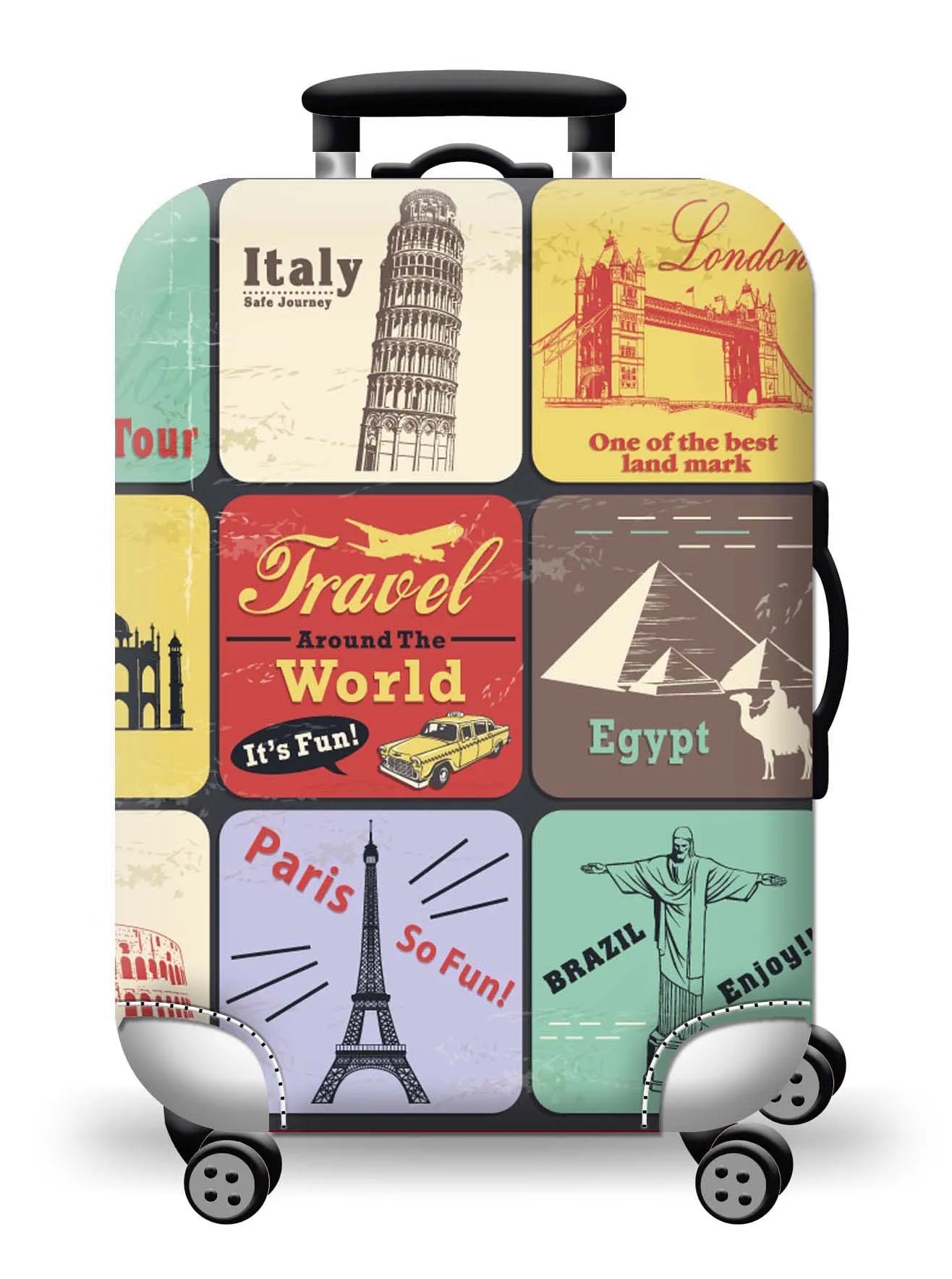 Protect Your Luggage in Style with Our Durable World Map Luggage Cover - The Little Market Shop