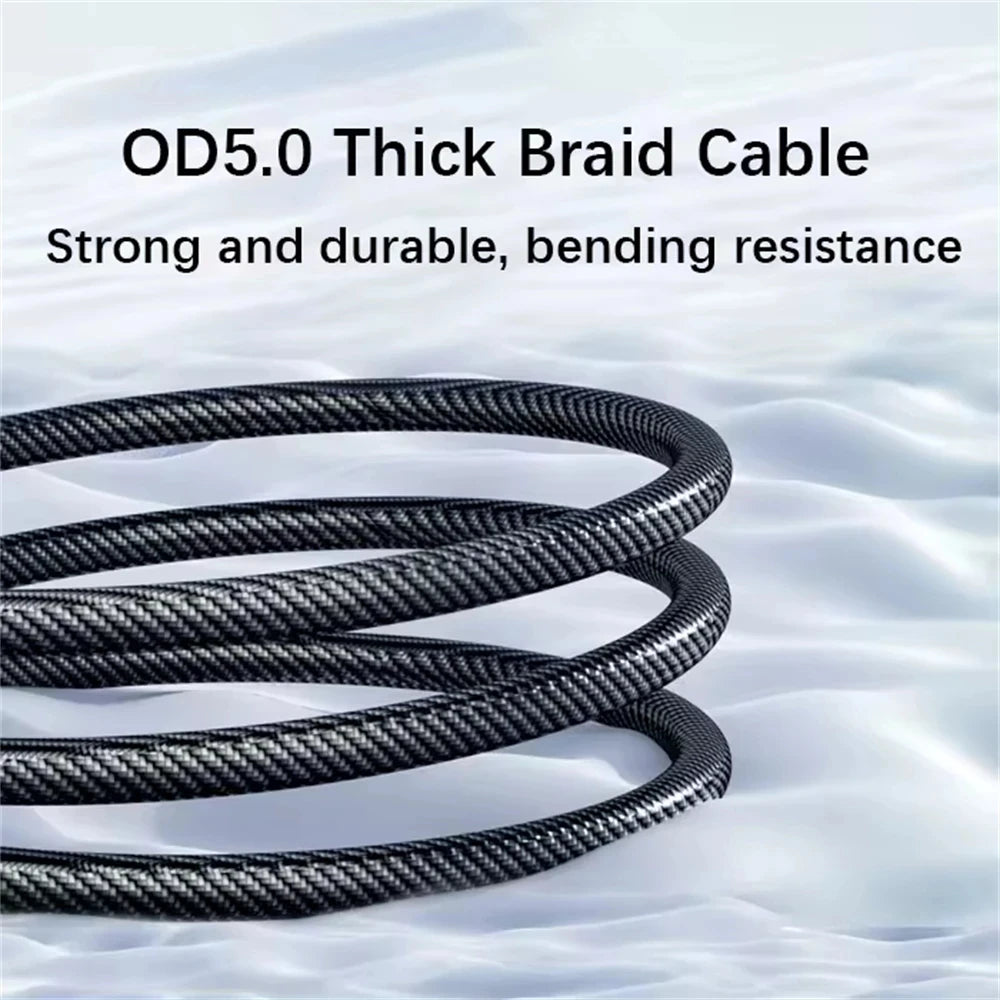 120W USB-C Fast Charging Cable with LED Power Display – 6A Braided