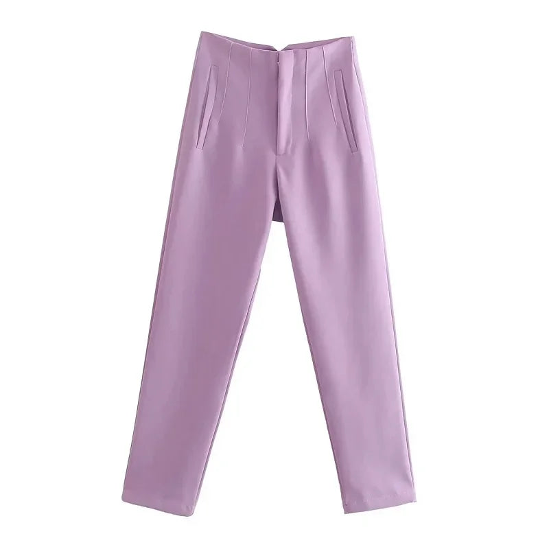 High Waist Formal Office Pants for Women - Slim Fit Pencil Trousers - The Little Market Shop